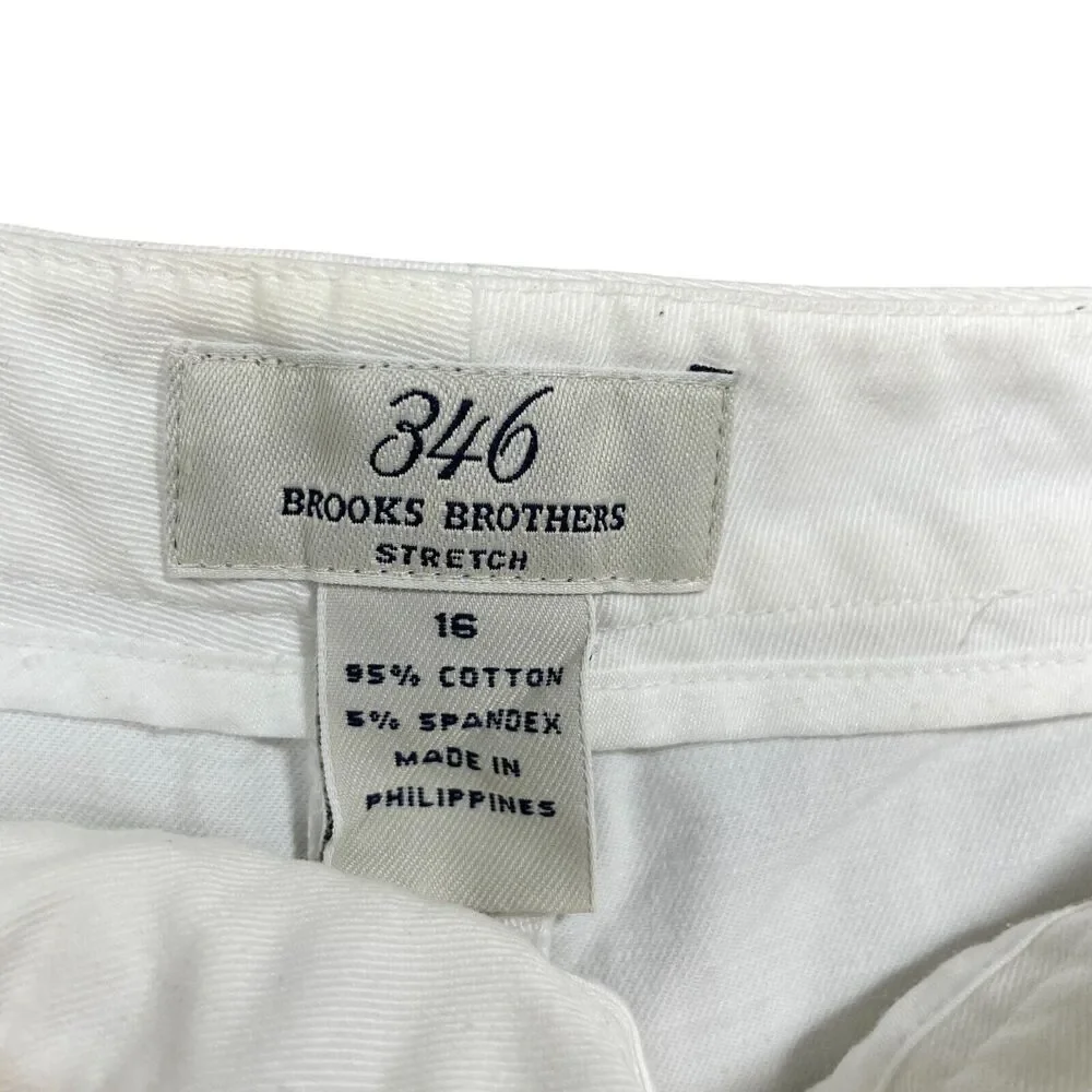 Brooks Brothers 346‎ 16 White Stretch Pants Roomy Straight Leg (small mark)